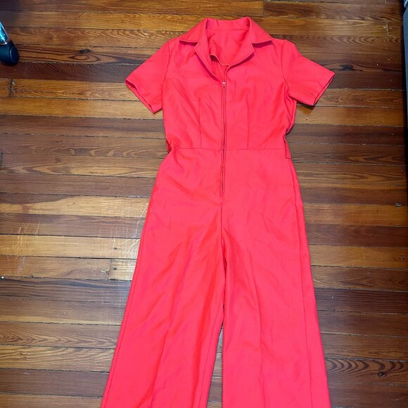 Vintage S/M Cherry Red Jumpsuit - Picture 1 of 5